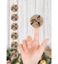 Kraft Sticker Etiket 4 cm 48 adet  Happy New Year Etiket -T860 (Renksiz)