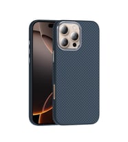 iPhone 16 Pro Kılıf M-safe Şarj Özellikli Karbon Fiber Görünümlü Gros Kılıf Lacivert