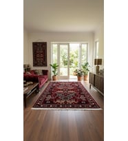 NAKIŞ Serisi Kırmızı Zeminli Etnik Motifli Şık Salon Halısı AF314 RED