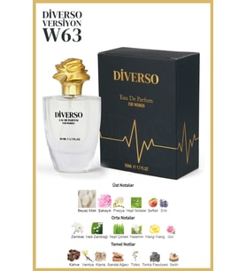 DİVERSO W63 KADIN PARFÜM EDP 50 ML ÇİÇEKSİ & ODUNSU MİSK  T.C. Sağlık Bakanlığı ÜTS KAYITLI