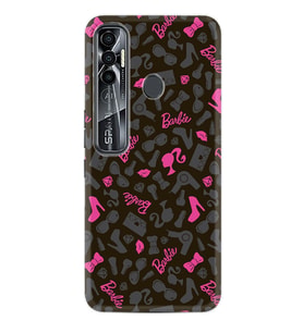 Tecno Spark 6 6 Go 8C 8 Pro 7 7 Spark 9 Pro Kılıf Desemli Silikon Barbie and Shoes 1413