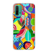 PrintiFy Xiaomi Redmi 9T ile Uyumlu 1mm Slim Fit Retro Renkler 6 Baskılı Şeffaf  Kılıf
