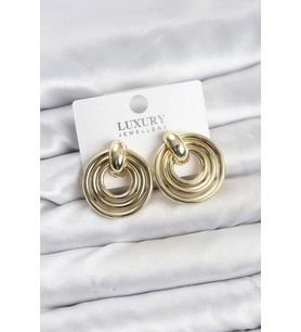 Gold Renk Pirinç Vintage Kadın Küpe 5886