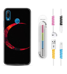 Huawei P20 Lite Mate 10 20 Lite Pro P40 Lite KılıfKablo Koruma Spiral Silikon Red Moons 1747
