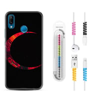 Huawei P20 Lite Mate 10 20 Lite Pro P40 Lite KılıfKablo Koruma Spiral Silikon Red Moons 1747