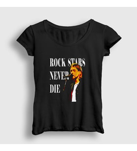 Presmono Kadın Siyah Never Nirvana Kurt Cobain T-Shirt 35781tt