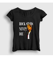 Presmono Kadın Siyah Never Nirvana Kurt Cobain T-Shirt 35781tt