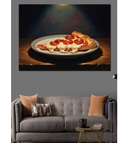 Masada Duran Soslu Pizza Dilimi Dekoratif Kanvas - Mdf Ahşap Tablo