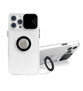 Ally iPhone 12 Pro Max Kılıf Sürgülü Kamera Lens Korumalı Yüzük Standlı Sil - SSSSSS5854-4