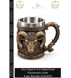 #Kupa Hediyelik Dekoratif Metal Figürlü 3 D Kabartmalı Paslanmaz Çelik Kupa Bardak Alk6333