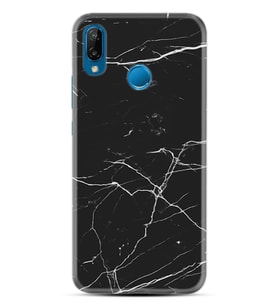 Huawei P20 Lite Mate 10 20 Lite Pro P40 Lite KılıfDesemli Silikon Siyah Mermer 1299