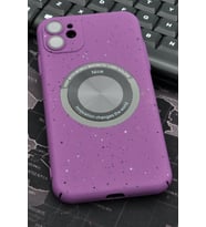 iPhone 11 Uyumlu Mor Benekli Desenli İnce Sert Kapak Kılıf Kamera Lens Korumalı