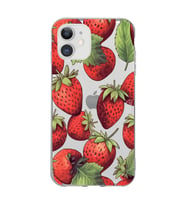 Iphone 11 Uyumlu Çilek Desenli Şeffaf Telefon Kılıfı