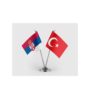 Sirbistan ve Türkiye Bayrağı İkili Saten Masa Bayrağı Takımı