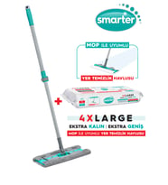 Smarter Magic Mop + Yer Temizlik Havlusu Hediyeli Paspas Mandallı Set Yüzey Bez Uyumlu (Gri)