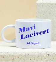Kişiye Özel Mavi Beyaz Taraftar Tasarımlı Porselen Kupa Nescafe Fincanı
