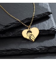 Kişiye Özel 925 Ayar Gümüş Kalp Tasarım Fotoğraf Kolye (Gold)