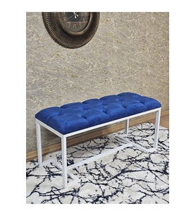 Beyaz Boyalı - L - Ayaklı 100 cm x 38 cm Oturak - Bench - Makyaj Taburesi - Makyaj Oturak Mavi Renk 100 x 40 Boyut/Ebat (Çok Renkli)