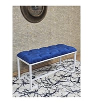 Beyaz Boyalı - L - Ayaklı 100 cm x 38 cm Oturak - Bench - Makyaj Taburesi - Makyaj Oturak Mavi Renk 100 x 40 Boyut/Ebat (Çok Renkli)