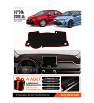 e-biz TOYOTA COROLLA E210 HAYALET GÖSTERGE YOK (2018-2026) Uyumlu Torpido Örtüsü - Siyah-Kırmızı - TO017