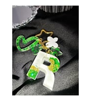 R Harf Goldrenkyıldızhalka Vıp Glitter Ekstra Figürlü Epoksi Harf Anahtarlık Hediyelik Anahtarlık
