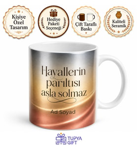Metalik Gradyan Temalı Özel Tasarım Baskılı Kupa Bardak Hediye Porselen Mug