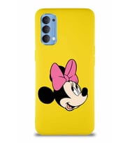 Oppo Reno 4 Soft Premier Kapak Minnie Mouse-A Tasarımlı Silikon Kılıf - Sarı (Şeffaf)