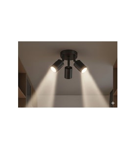 Spot 3’lü Üçlü GU10 Siyah Metal Sıva Üstü Tavan Spot Hareketli Başlık OS RAM LED Tasarruflu Avize