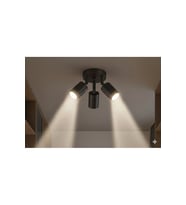 Spot 3’lü Üçlü GU10 Siyah Metal Sıva Üstü Tavan Spot Hareketli Başlık OS RAM LED Tasarruflu Avize
