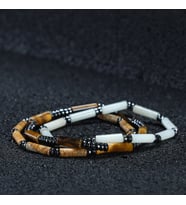Sertifikalı Doğal Taş Erkek Kadın Bileklik Kaplangözü Jasper Amazonit Hematit 4mm Tasarım Kombin