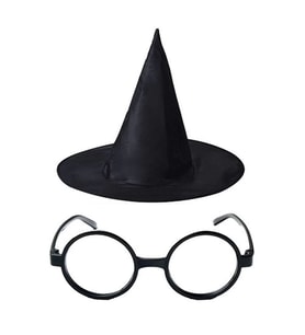 pilelistore Harry Potter Büyücü Şapkası ve Harry Potter Büyücü Gözlüğü Siyah Renk