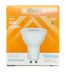(1 Adet) Osaka 7W Yeşil Işık GU10 Duylu (Kalın Duy) Led Çanak Ampul