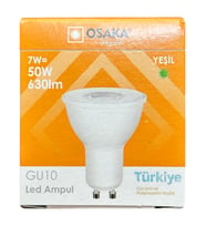 (1 Adet) Osaka 7W Yeşil Işık GU10 Duylu (Kalın Duy) Led Çanak Ampul