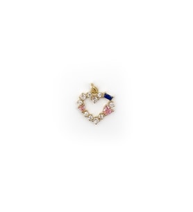 Renkli Çiçekli Kalp Model Zirkon Taşlı Xuping Kararmaz Kolye Ucu - Gold