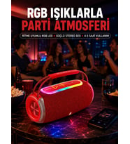 20W Güçlü Ses Çift Sürücülü RGB LED Işıklı Bluetooth 5.3 Hoparlör