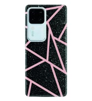 Vivo V30 Kılıf Desenli Silikon Pembe Şeritli Mermer 1312