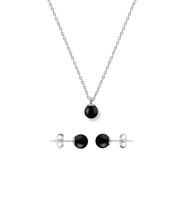 925 Ayar Gümüş Minimal Oniks Taşlı Set