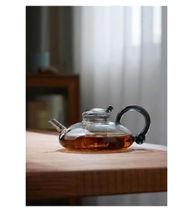 Kinu Füme Borosilikat Cam Demlik - 650 ML, Oval
