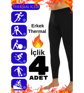 Erkek Termal İçlik Siyah İçi Polar Kışlık Tayt 4 Adet