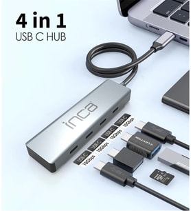 Inca ITPT-4TX 4 Port Type-C 3.1 Veri ile3.1 10 Gbps Type-C Çoklayıcı Kablo uzunluğu 15cm