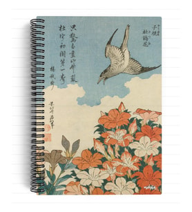 Lexroo Katsushika Hokusai/Cuckoo and Azaleas,1834 Spiralli Defter 26 A5 Çizgili 100 Sayfa