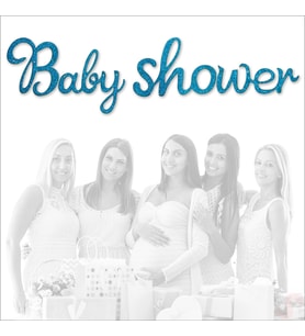 Baby Shower Simli Folyo Karton Banner, 90 cm - Mavi