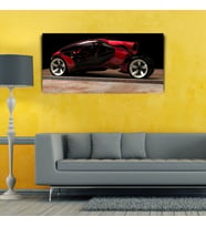 Futuristik Kırmızı Araba Kanvas Tablo 60 x 120