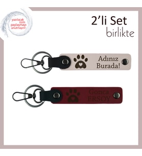 Evcil Hayvan Sahipleri İçin Sevimli ve Şık Hediyelik, Kalpli Pati Temalı Anahtarlık, Pudra-Bordo
