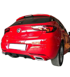 Opel Astra Uyumlu K 2016 Sonrası Egzoz Görünümlü Arka Tampon Eki - Difüzör (Plastik)