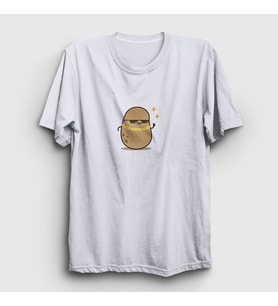 Presmono Unisex Beyaz Rich Cool Cute Hip Hop Kawaii Potato Sevimli Patates T-Shirt 449998tt