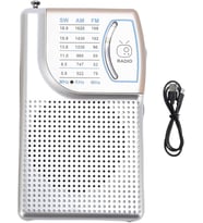 Rose Şarjlı Cep Radyosu - Fm Radyo, Deprem Radyosu Taşınabilir Küçük Radyo SILVER - MD-011 (Beyaz)
