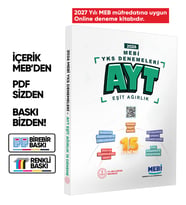 2027 MEBİ YKS-AYT EŞİT AĞIRLIK 15li Deneme Kitabı Video Çözümlü Renkli BASKI ÜCRETİ