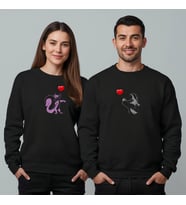 Sevgililer Günü Özel Kombin, 2 Ürün Bisiklet Yaka Sweatshirt (Siyah)