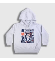 Presmono Unisex Çocuk Beyaz Rage Tanjiro Kamado Anime Demon Slayer Kimetsu No Yaiba Kapüşonlu Sweatshirt 307660tt
